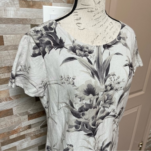 NWT ANN TAYLOR LOFT FLORAL LINEN V-BACK DRESS CUTE COMFY FLATTERING DRESS SZ 4 - Picture 3 of 12